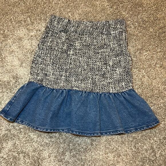 Zara Jean and Tweed Peplum Skirt. Size XS Academia Denim Schoolgirl Preppy Cute - Picture 1 of 16